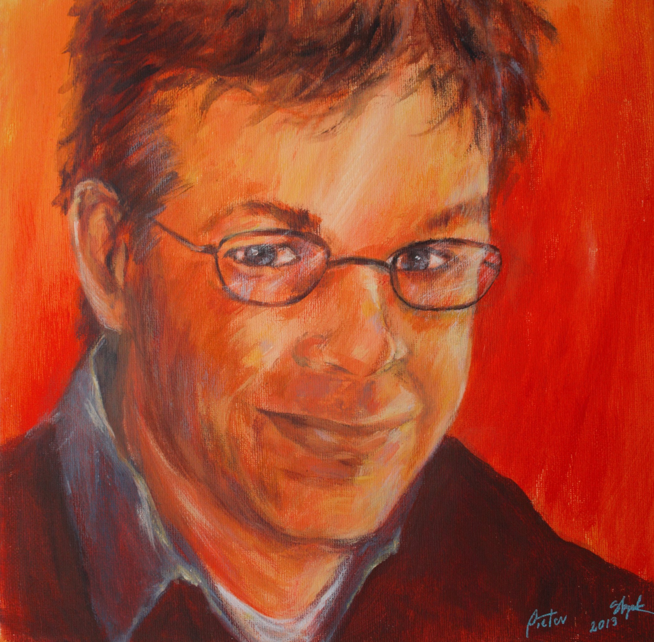 Monika Strugarek schilderij, Pieter, acryl, 30x30