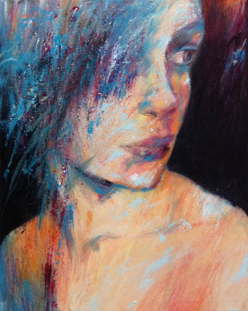 Monika Strugarek schilderij, Starren, acryl, 24x30